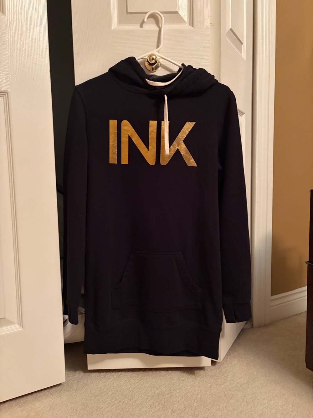INK Women's Black Hoodie with Gold Logo